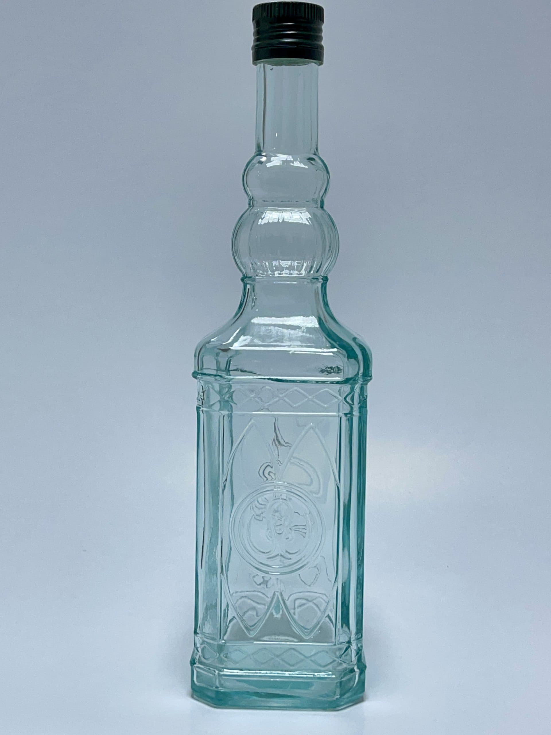 Bouteille carrée vintage vert transparent. Style espagnol vue 2