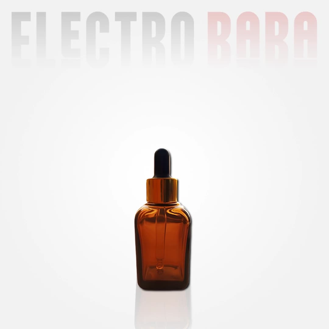 Flacon verre carré ambré avec pipette compte-gouttes 10ml