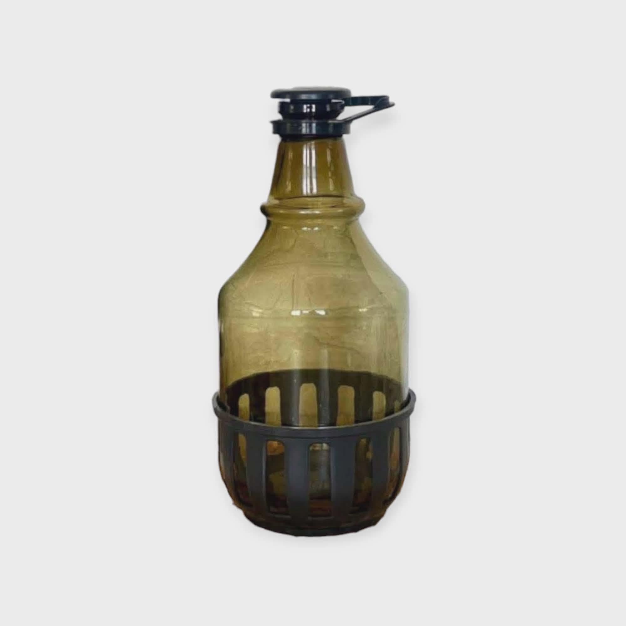 Bouteille huile 5L en verre fumé de couleur verte