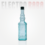 Bouteille carrée vintage vert transparent. Style espagnol