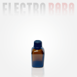 Flacon en verre Carré ambré 30ml. Bouchon noir à vis