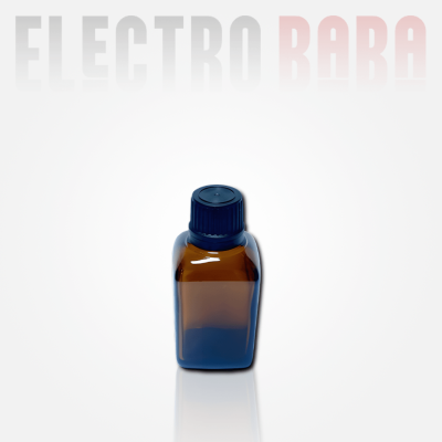 Flacon en verre Carré ambré 50ml. Bouchon noir à vis