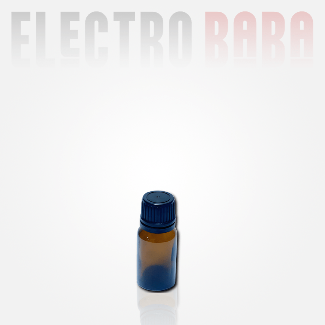 Flacon en verre Rond ambré 10ml. Bouchon noir à vis 1 Flacon en verre Rond ambré 10ml. Bouchon noir à vis