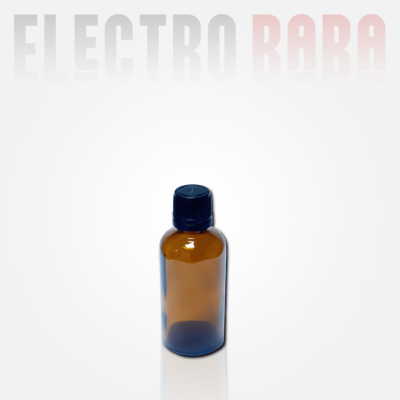 Flacon en verre Rond ambré 30ml. Bouchon noir à vis