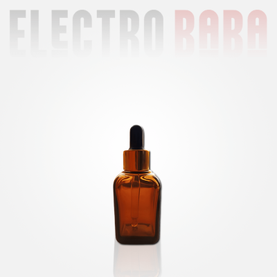 Flacon verre carré ambré avec pipette compte-gouttes 10ml