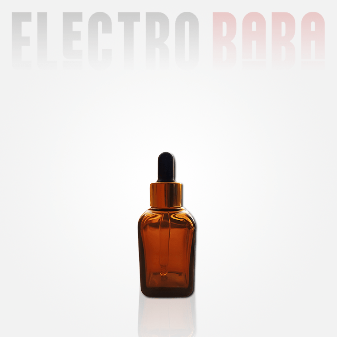 Flacon verre carré ambré avec pipette compte-gouttes 10ml 1 Flacon verre carré ambré avec pipette compte-gouttes 10ml