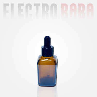 Flacon verre carré ambré avec pipette compte-gouttes 30ml